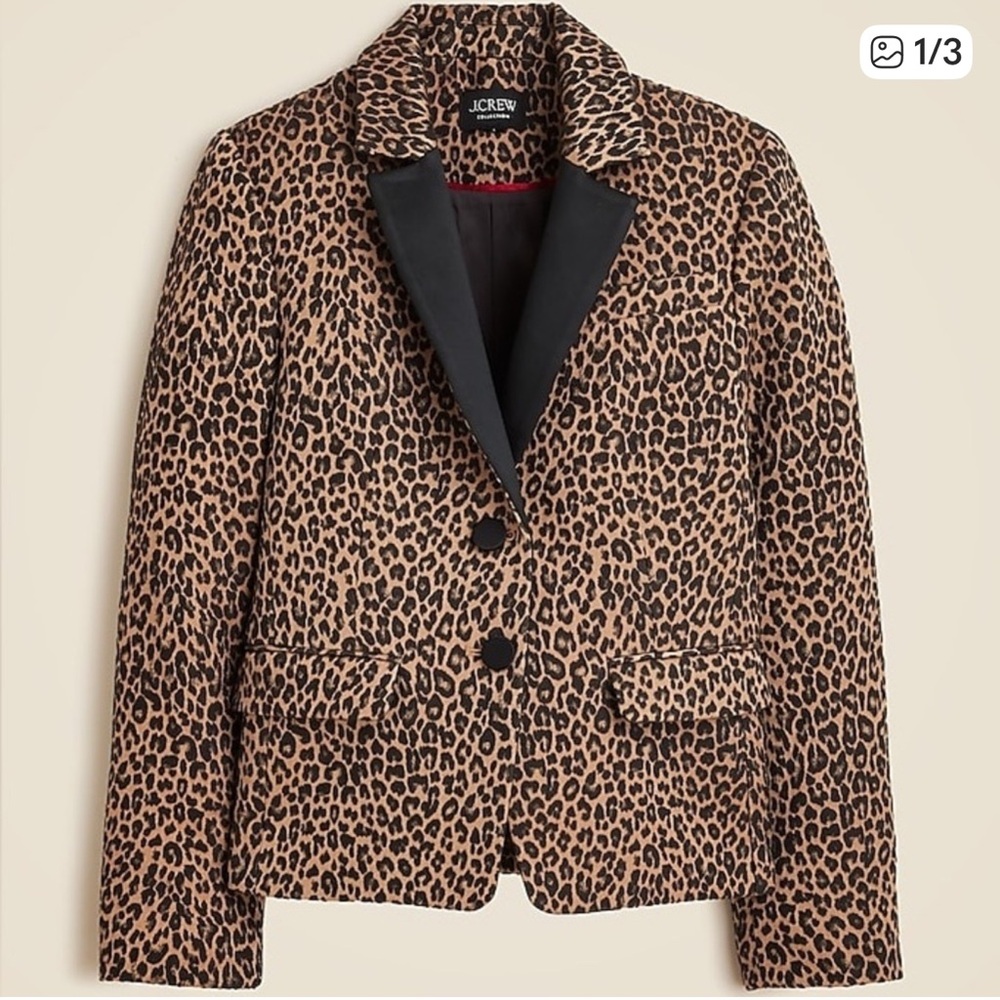 ISO J. Crew Tan and Black Leopard Blazer, size 2
